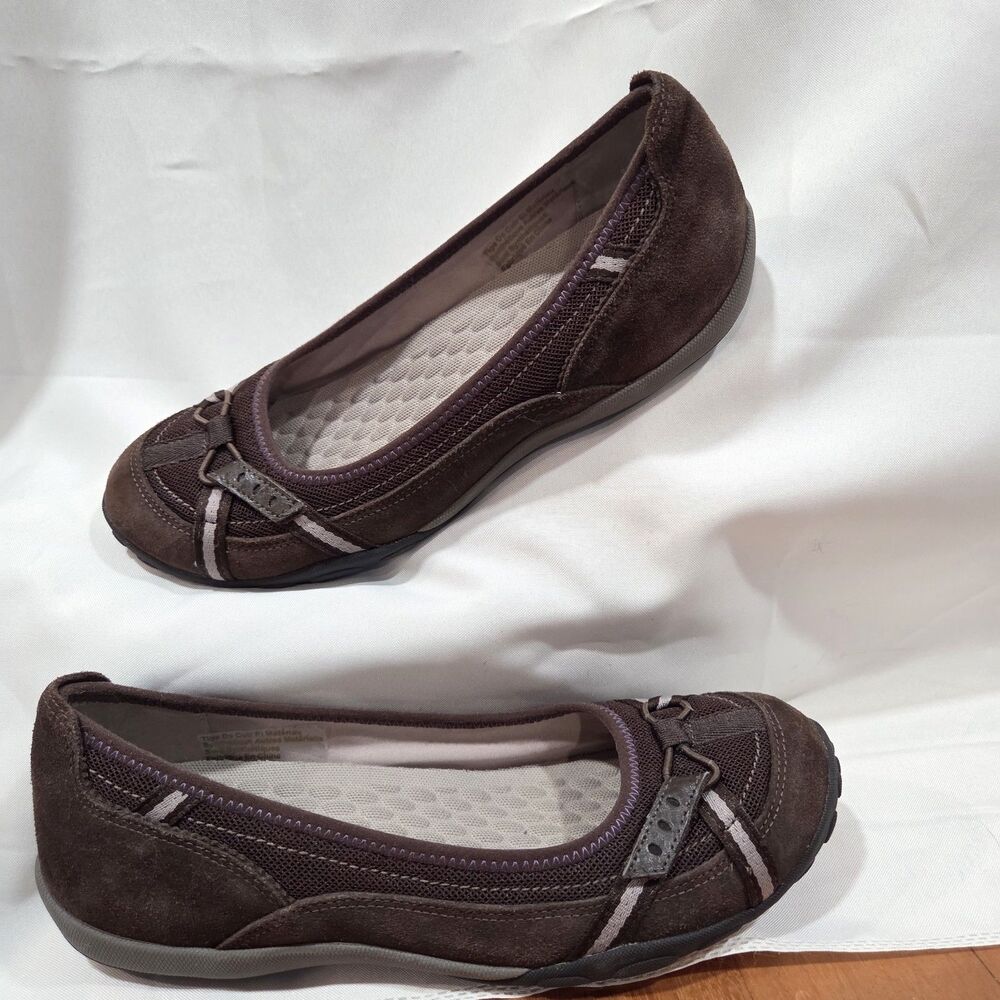Clarks Privo Shoe Womens Sz 9.5 Brown Suede Leather Ballet Flats Comfort #36560
